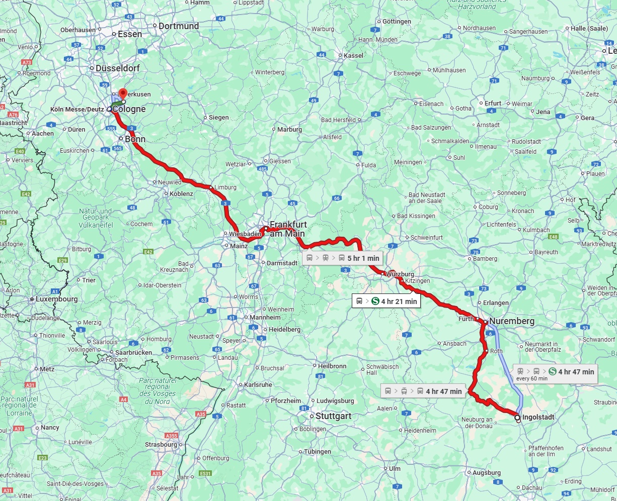 Anreise von Ingolstadt Zu Bergisch Gladbach Über 