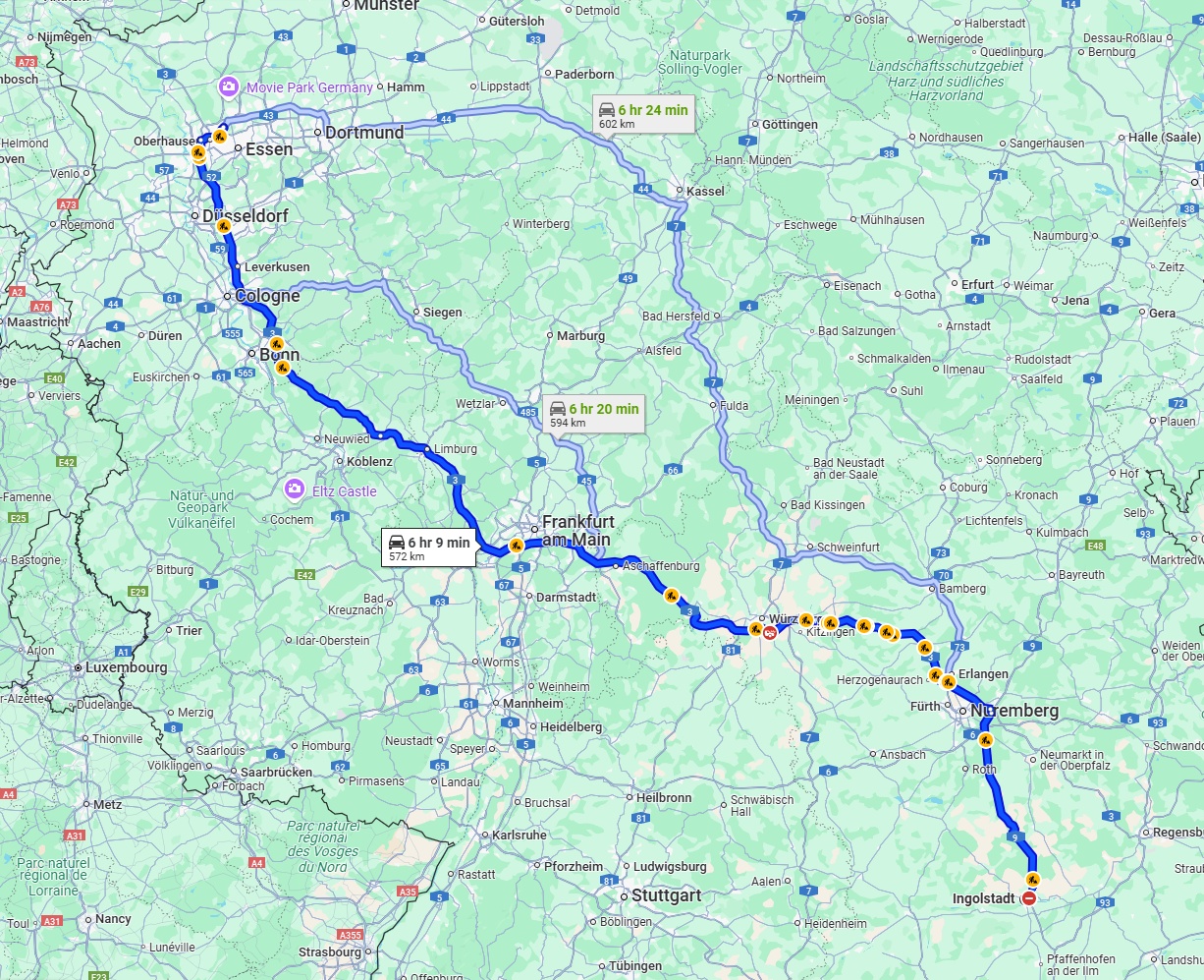 Anreise von Ingolstadt Zu Bottrop Über via A3