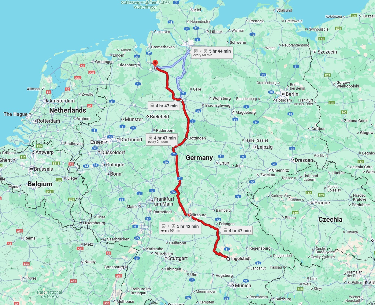 Anreise von Ingolstadt Zu Bremen Über 