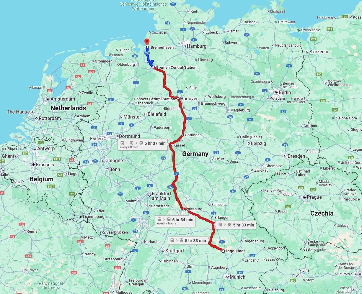 Anreise von Ingolstadt Zu Bremerhaven Über 
