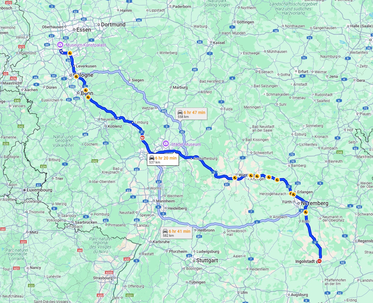 Anreise von Ingolstadt Zu Düsseldorf Über via A3