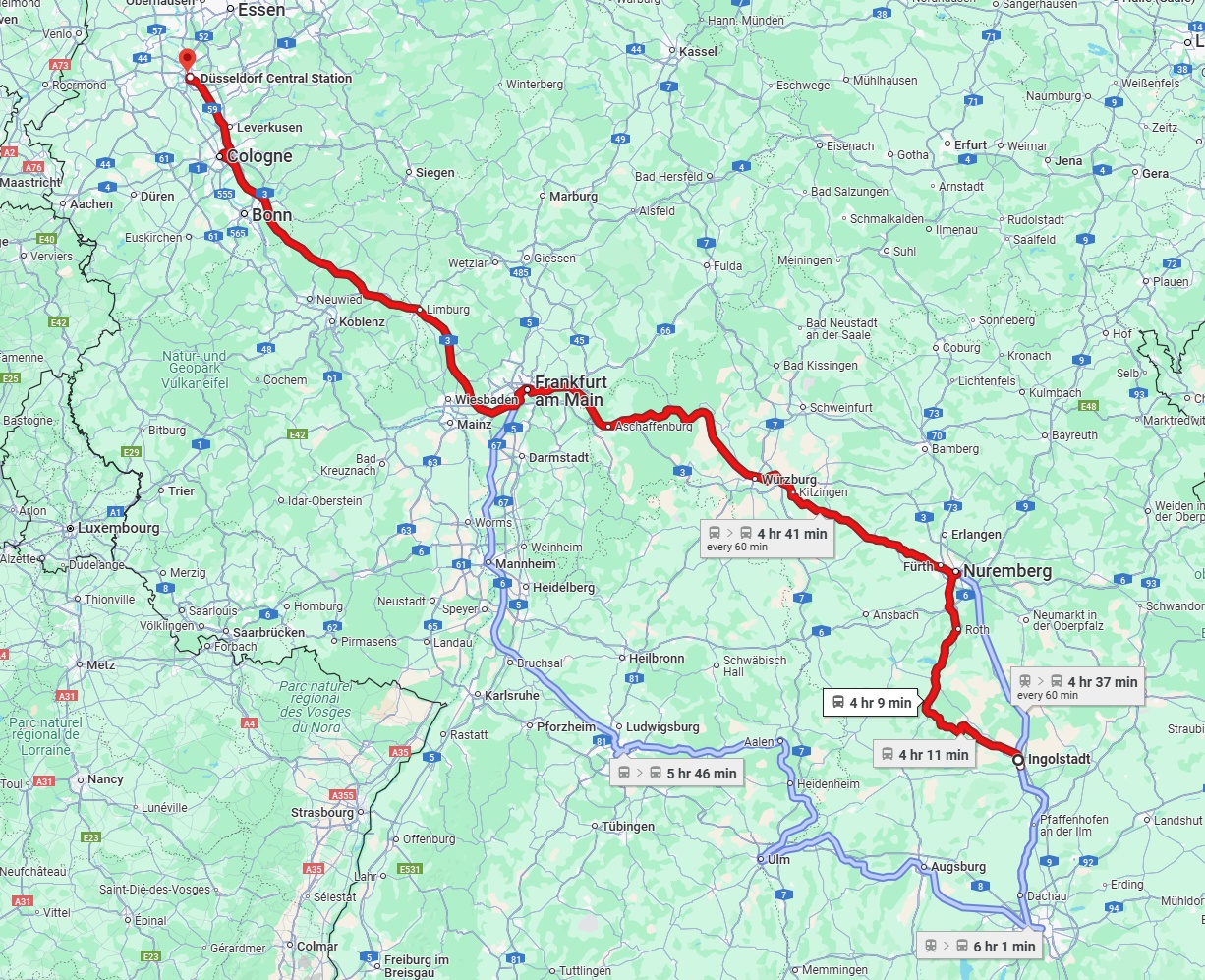 Anreise von Ingolstadt Zu Düsseldorf Über 