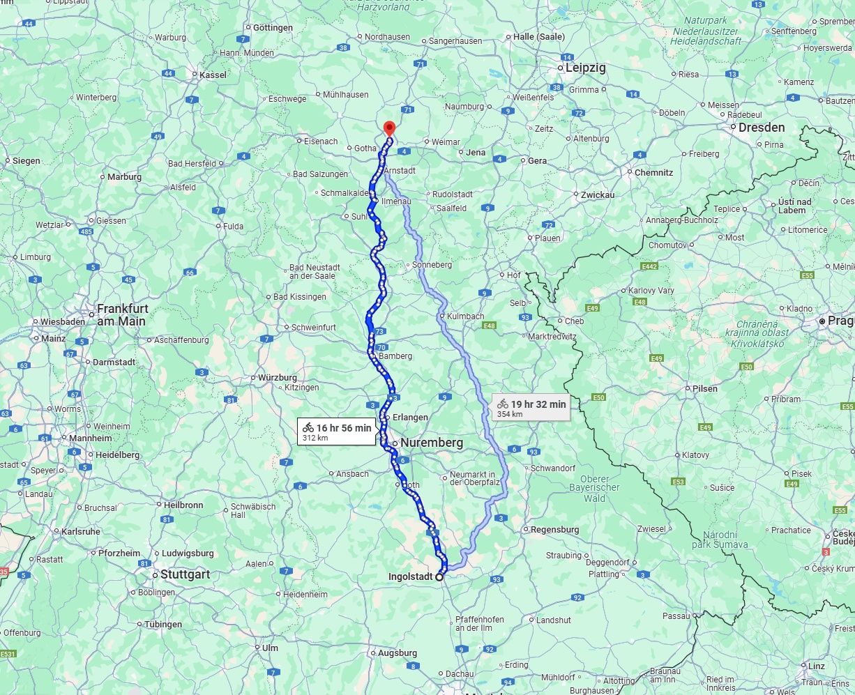 Anreise von Ingolstadt Zu Erfurt Über 