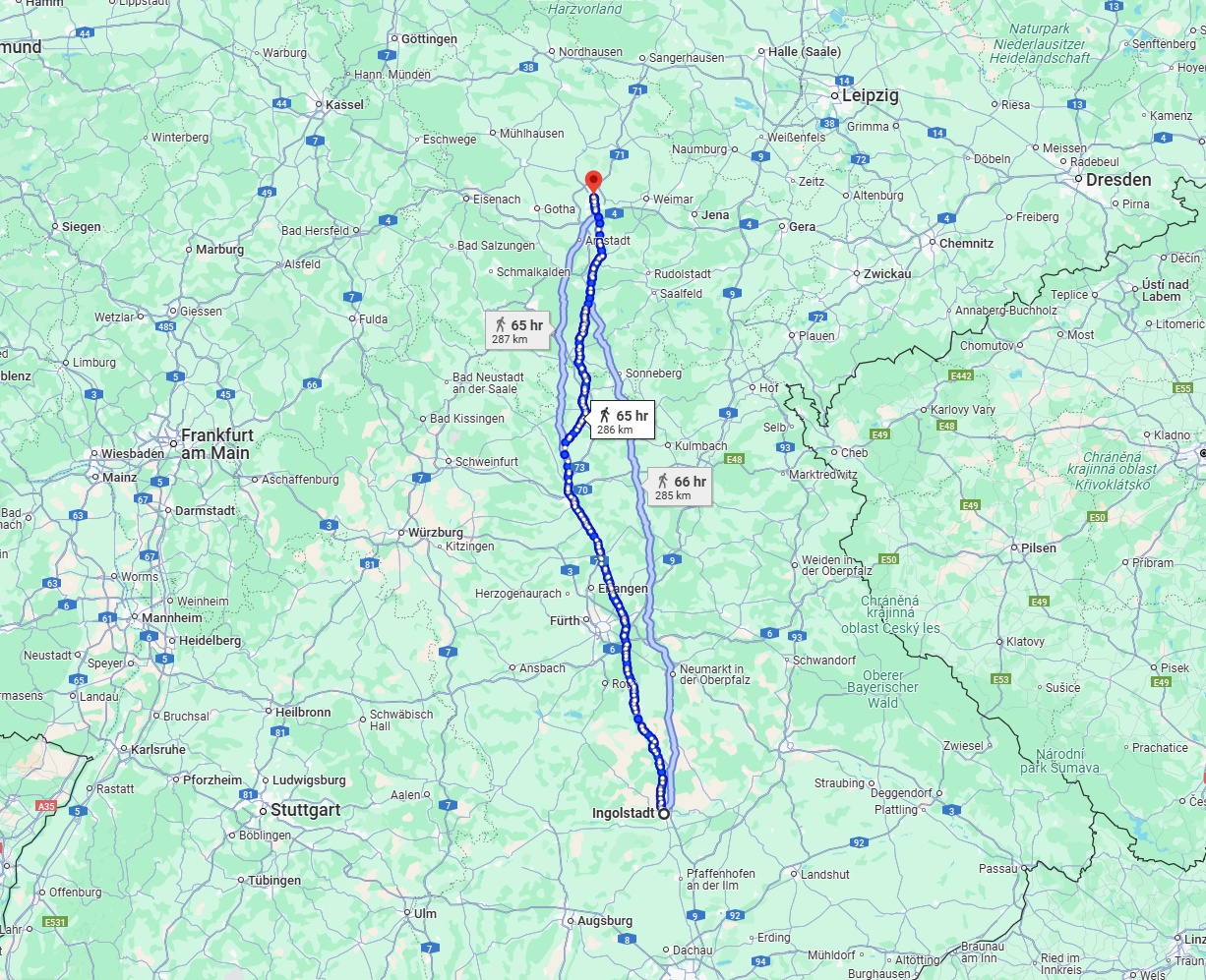 Anreise von Ingolstadt Zu Erfurt Über 