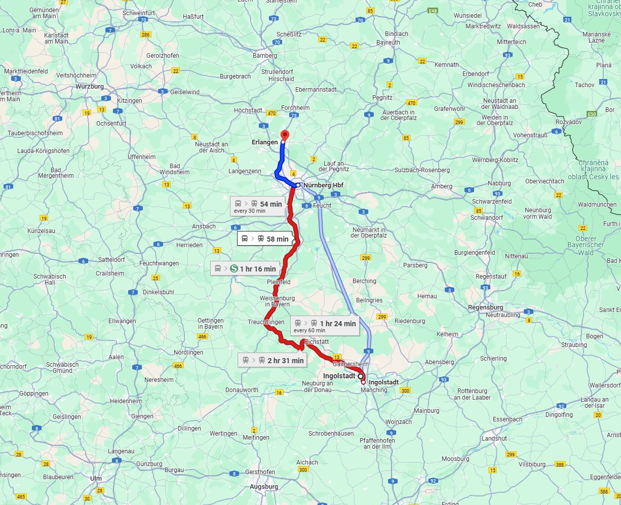 Anreise von Ingolstadt Zu Erlangen Über 
