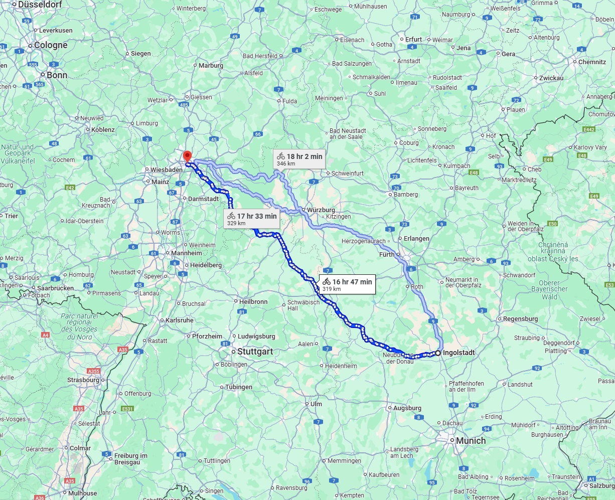 Anreise von Ingolstadt Zu Frankfurt am Main Über 