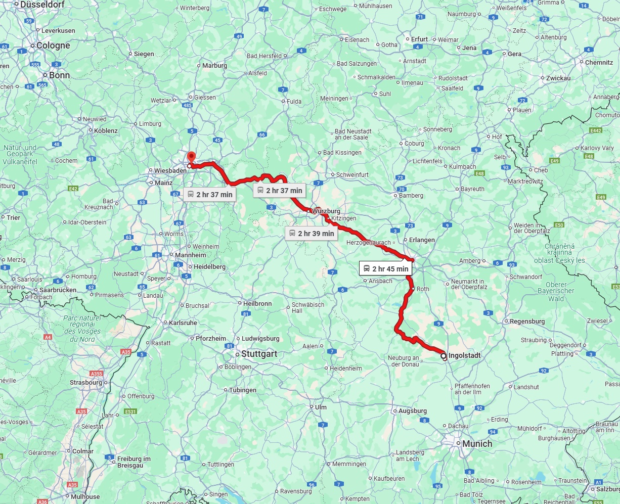 Anreise von Ingolstadt Zu Frankfurt am Main Über 