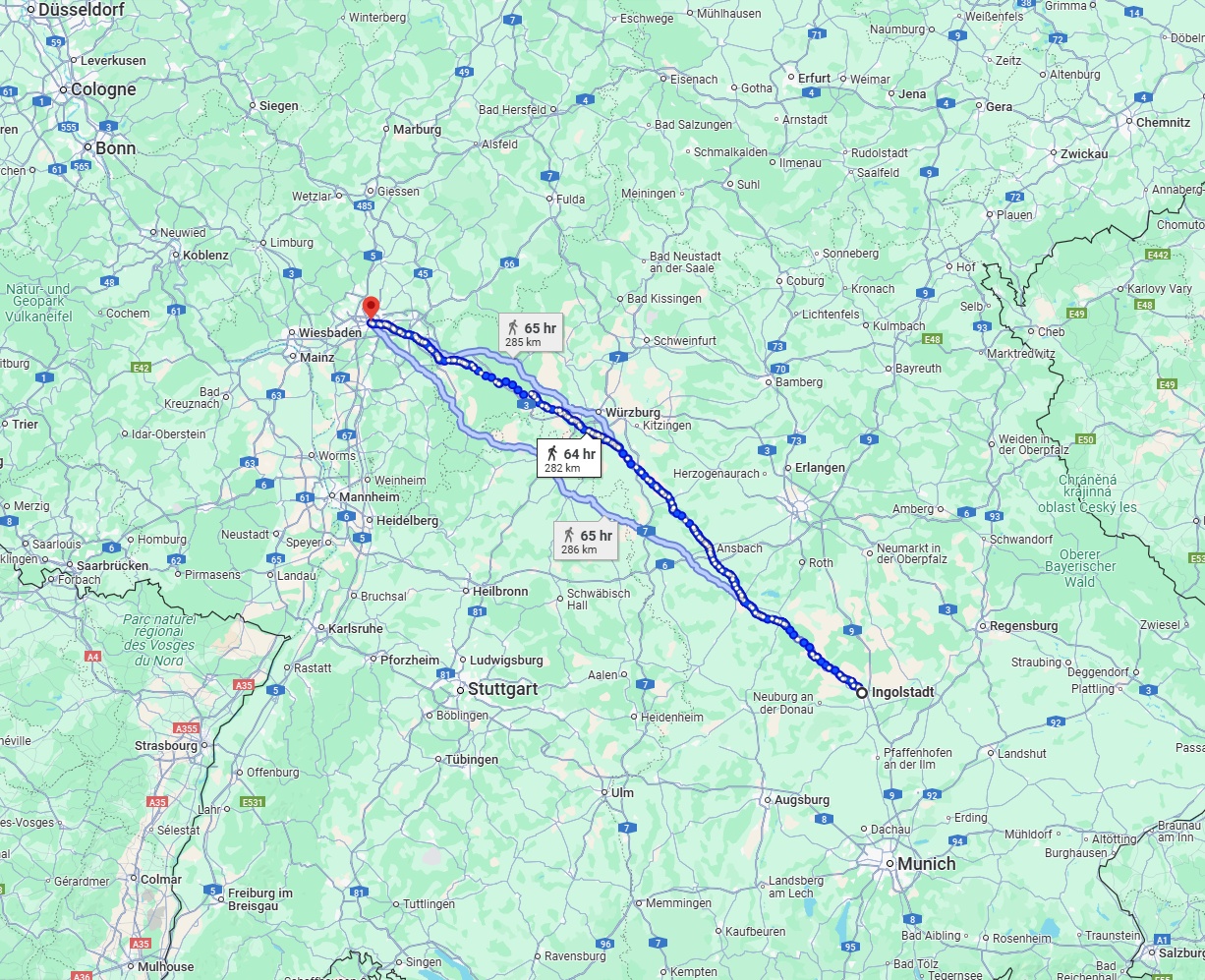 Anreise von Ingolstadt Zu Frankfurt am Main Über 