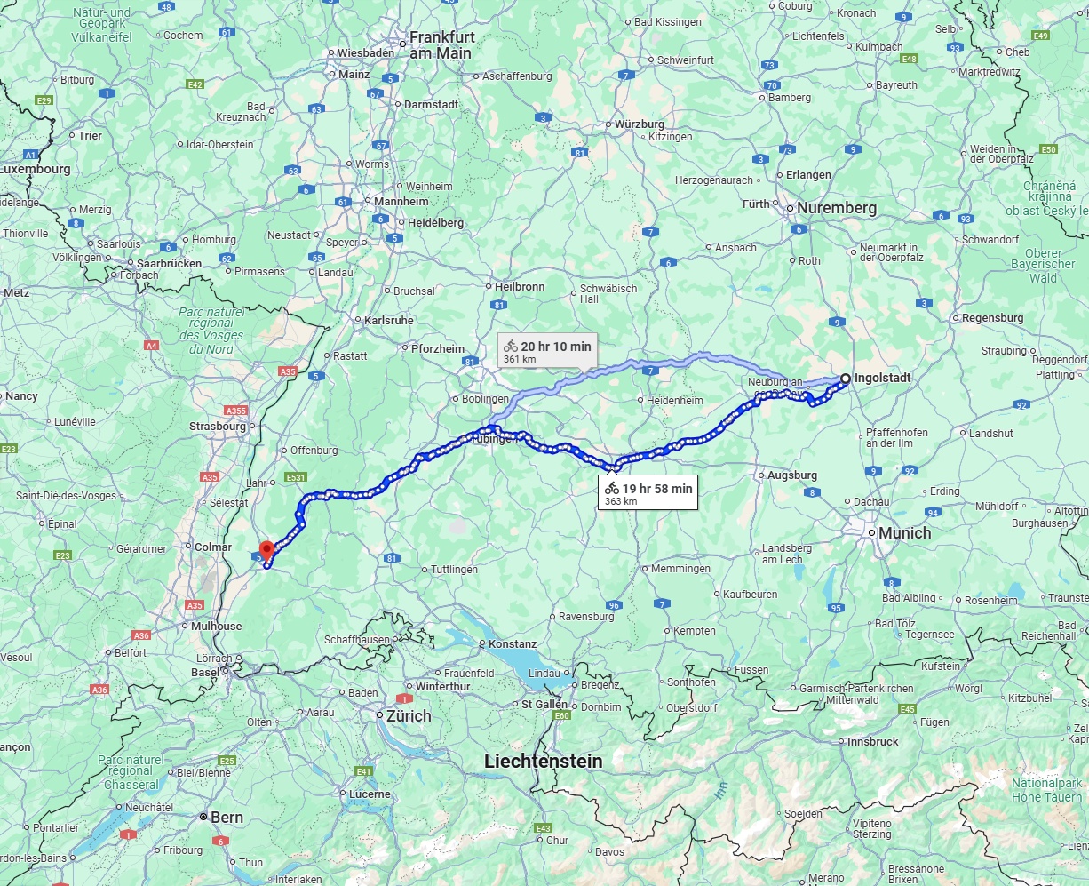 Anreise von Ingolstadt Zu Freiburg im Breisgau Über 