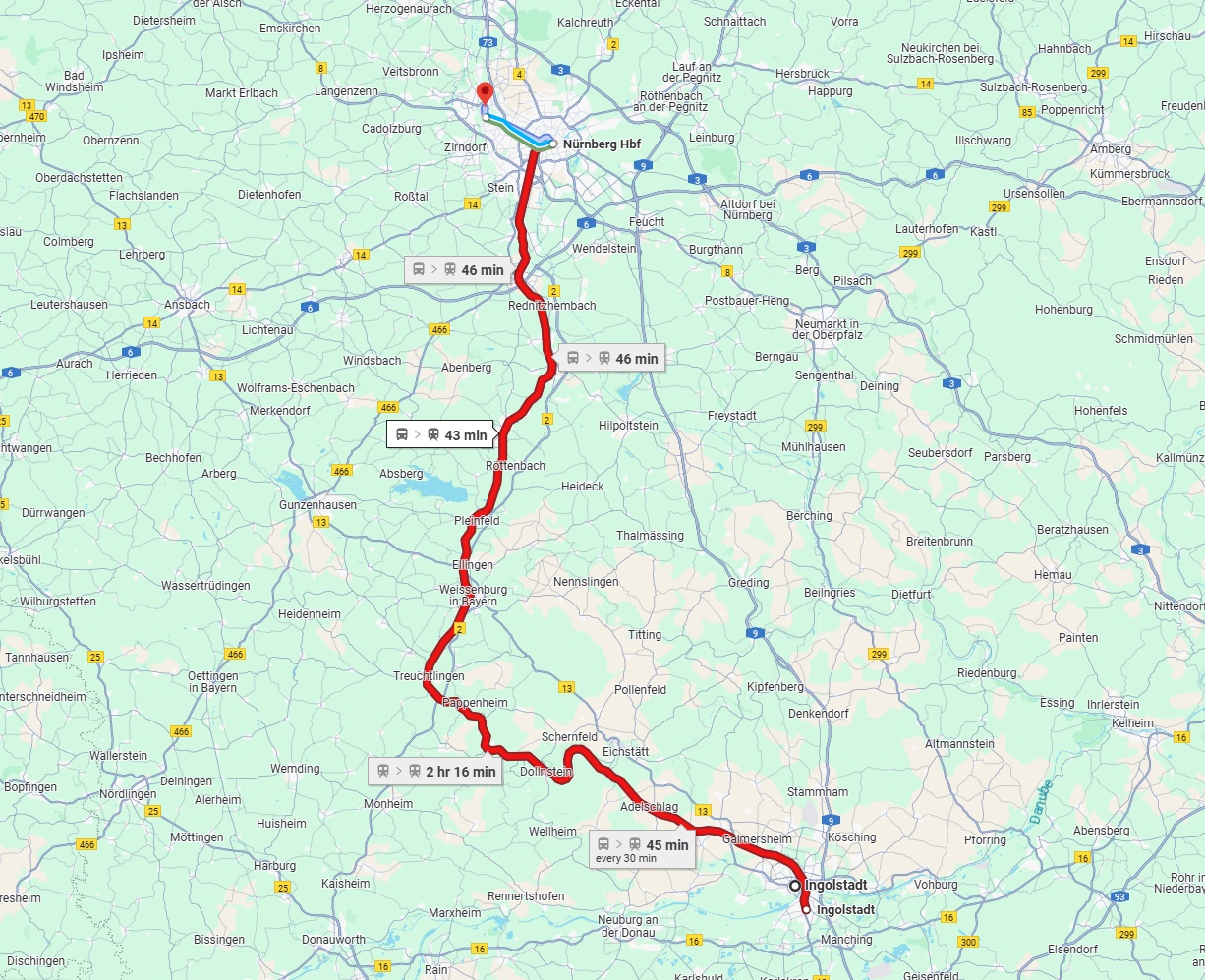 Anreise von Ingolstadt Zu Fürth Über 