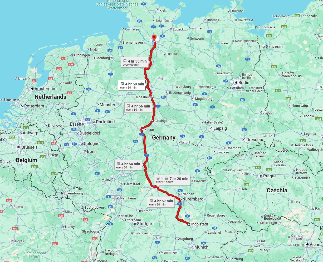 Anreise von Ingolstadt Zu Hamburg Über 
