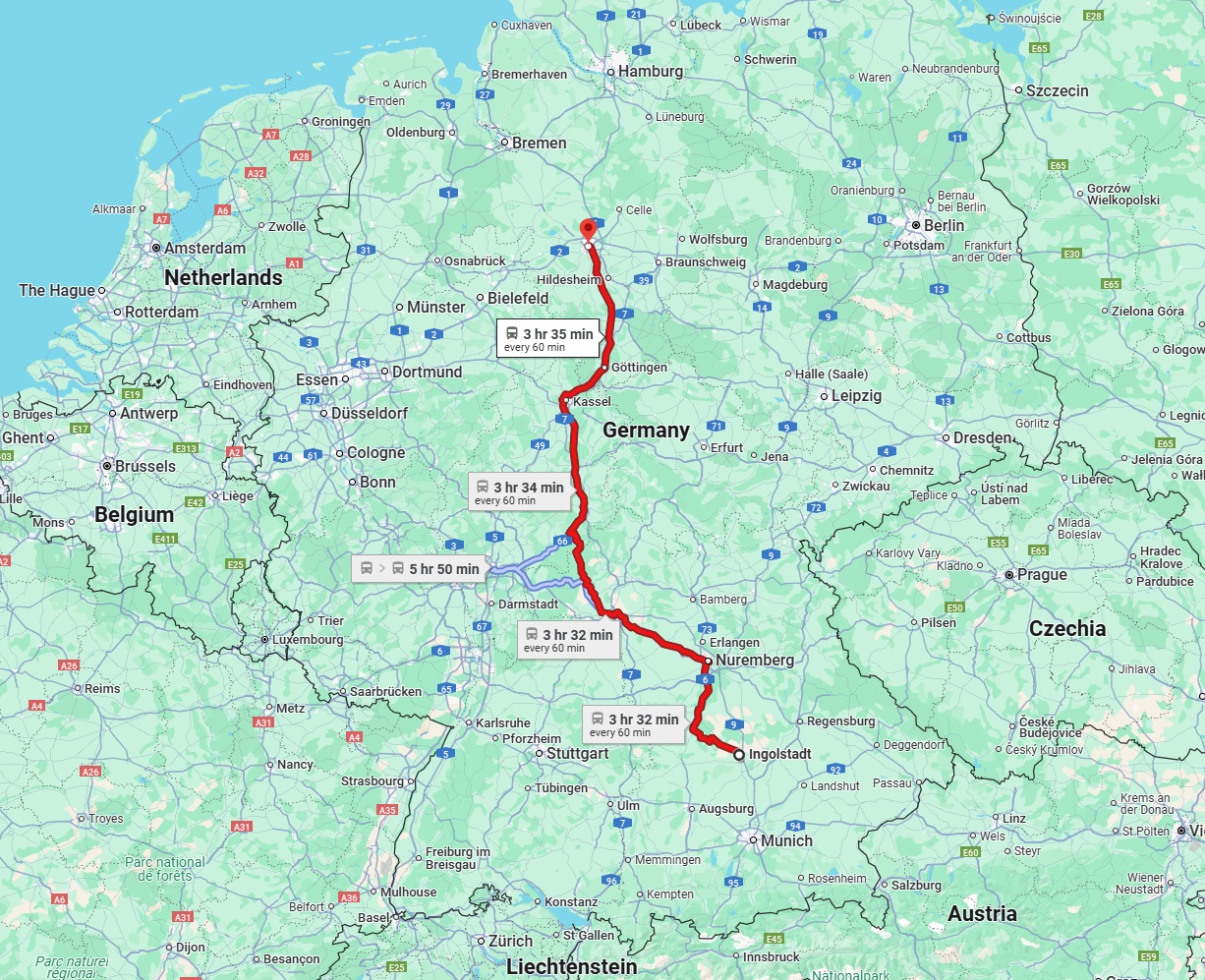 Anreise von Ingolstadt Zu Hannover Über 