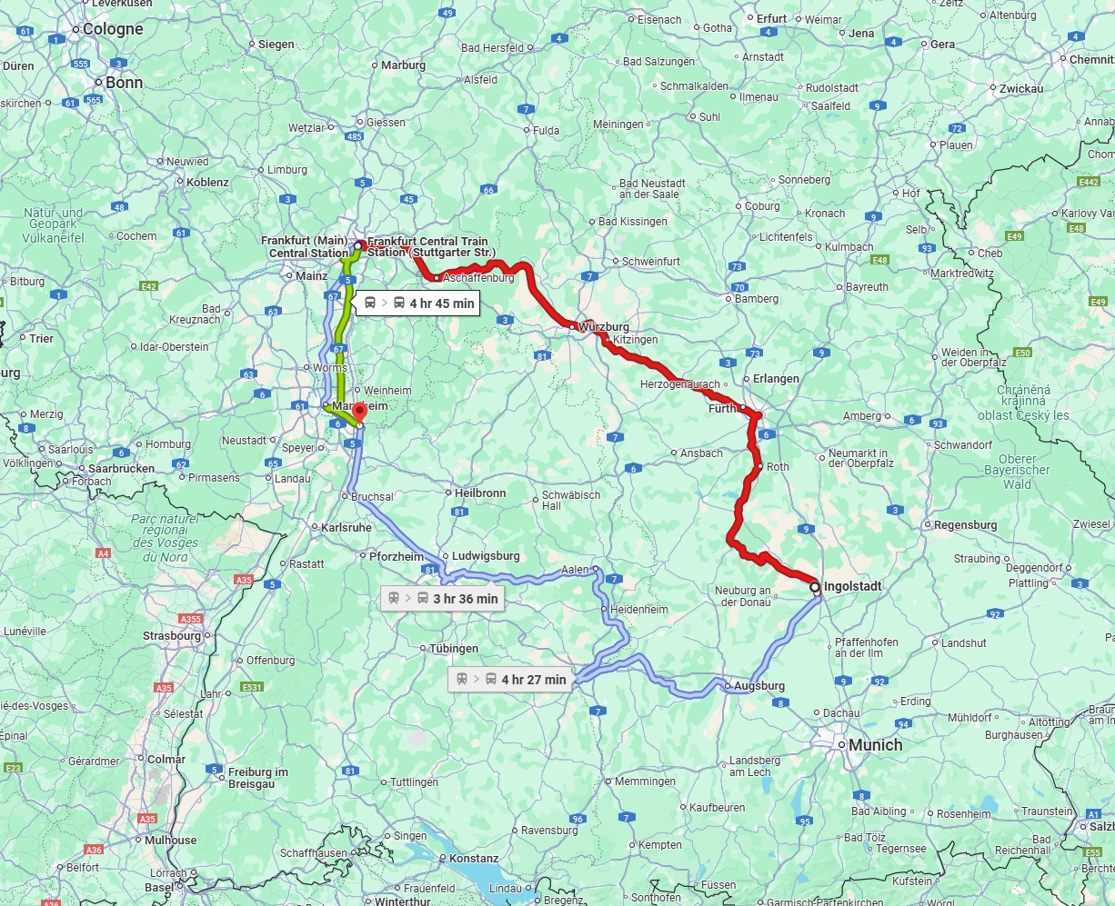 Anreise von Ingolstadt Zu Heidelberg Über 
