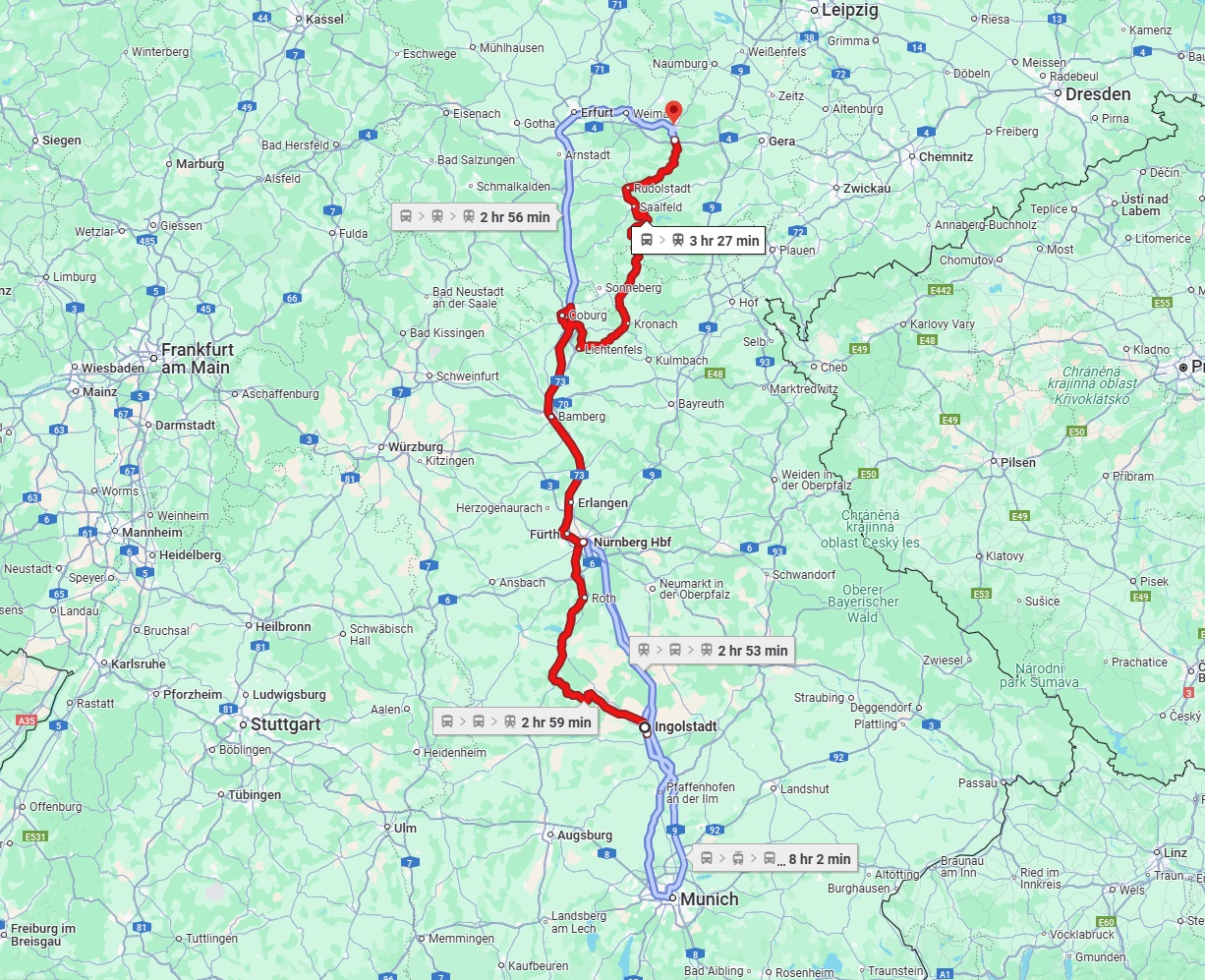 Anreise von Ingolstadt Zu Jena Über 