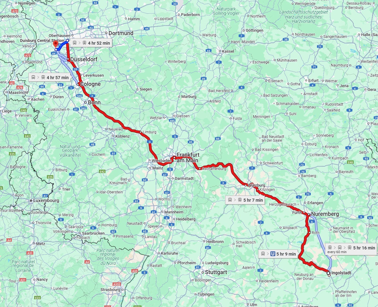 Anreise von Ingolstadt Zu Krefeld Über 