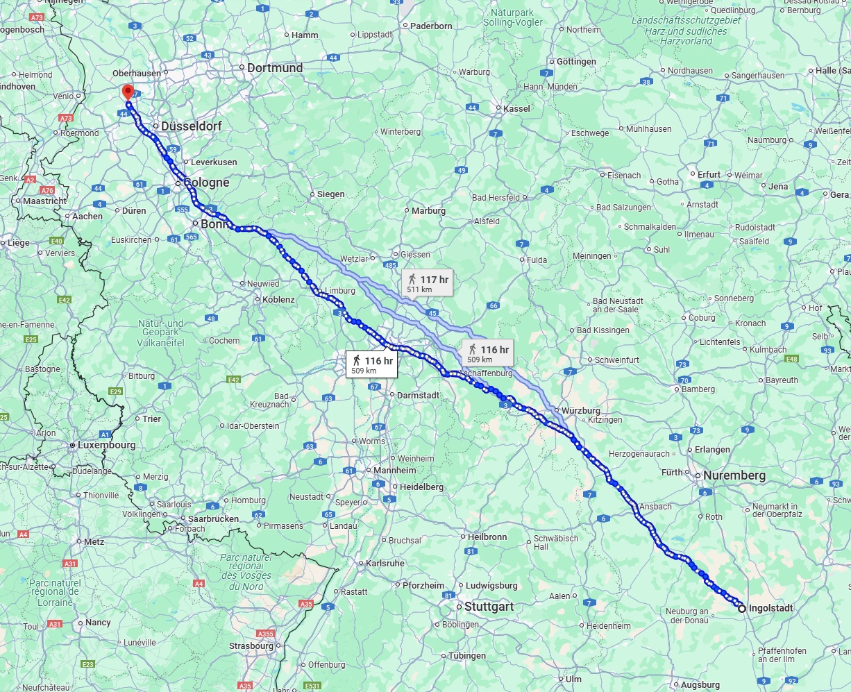 Anreise von Ingolstadt Zu Krefeld Über 