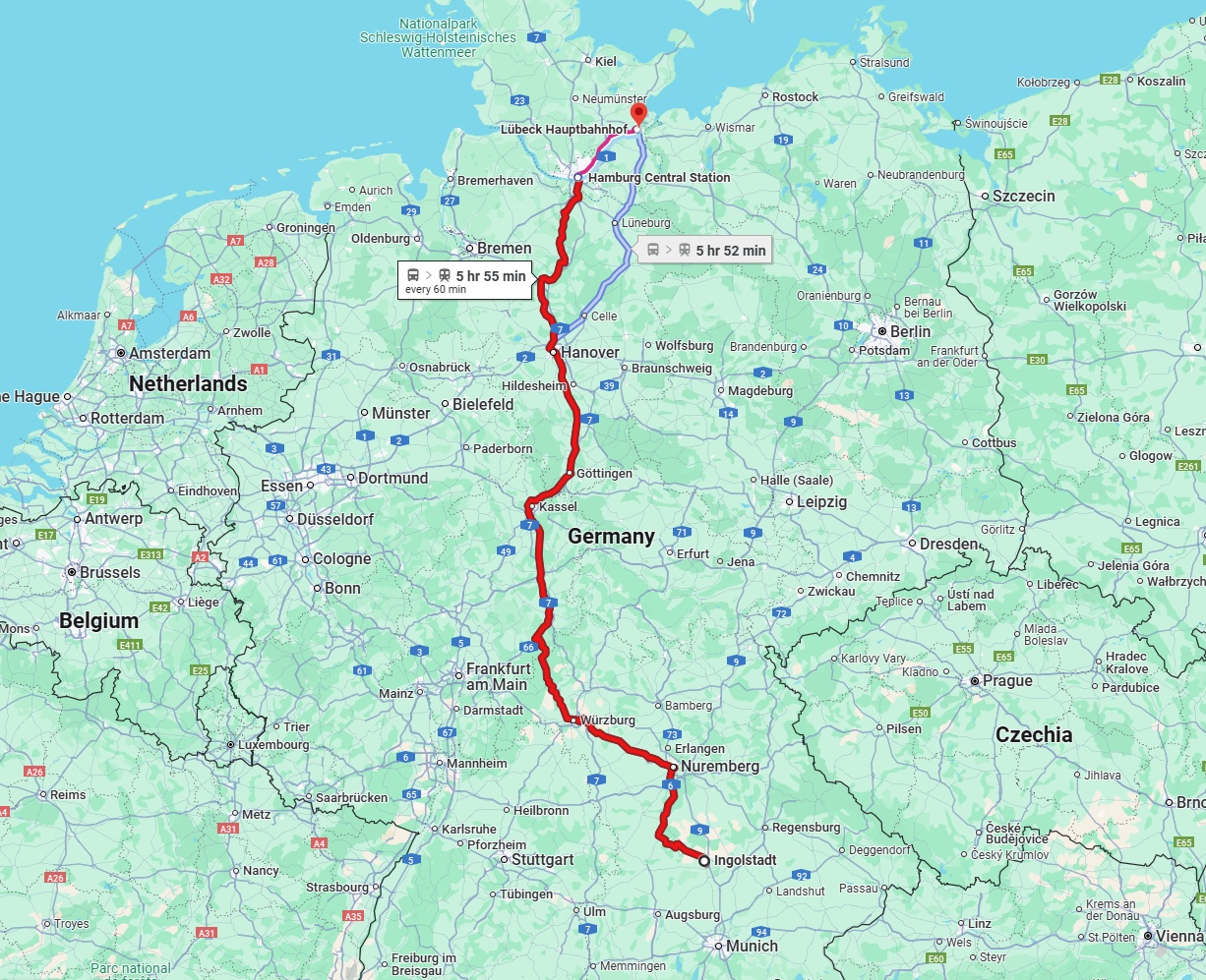 Anreise von Ingolstadt Zu Lübeck Über 