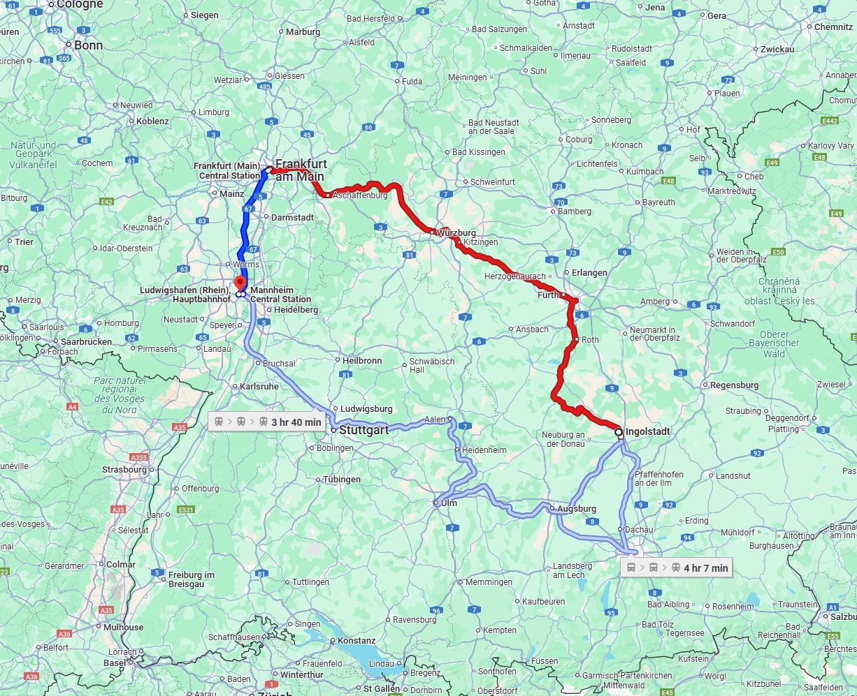 Anreise von Ingolstadt Zu Ludwigshafen am Rhein Über 