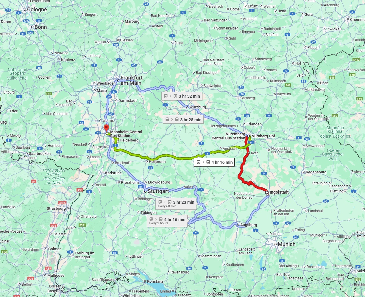Anreise von Ingolstadt Zu Mannheim Über 
