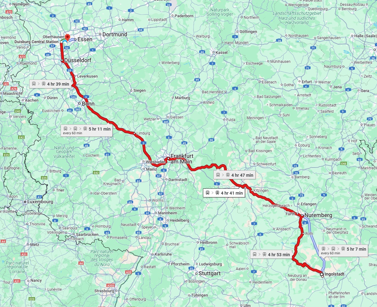 Anreise von Ingolstadt Zu Mülheim an der Ruhr Über 