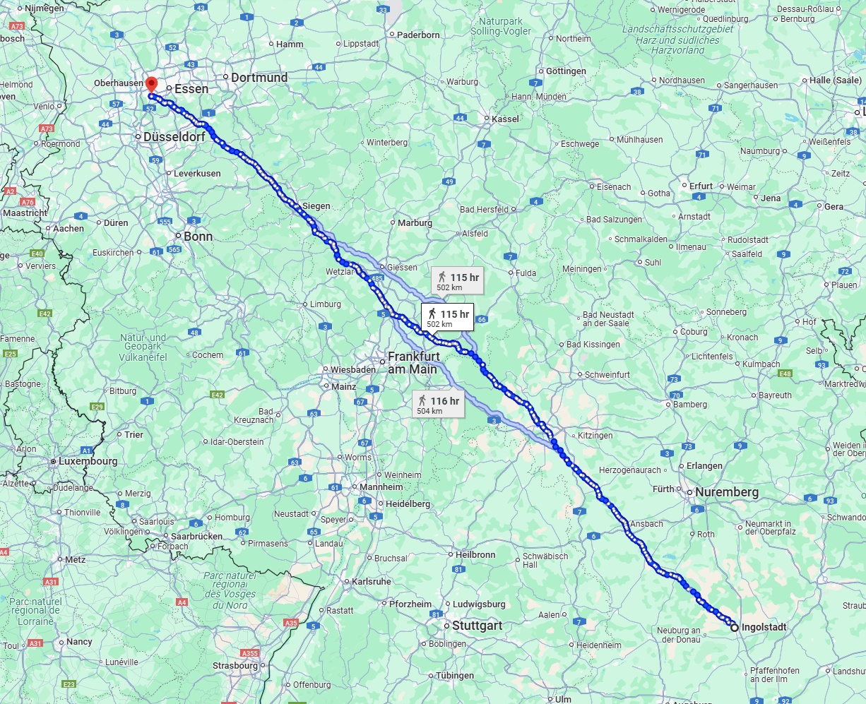 Anreise von Ingolstadt Zu Mülheim an der Ruhr Über 
