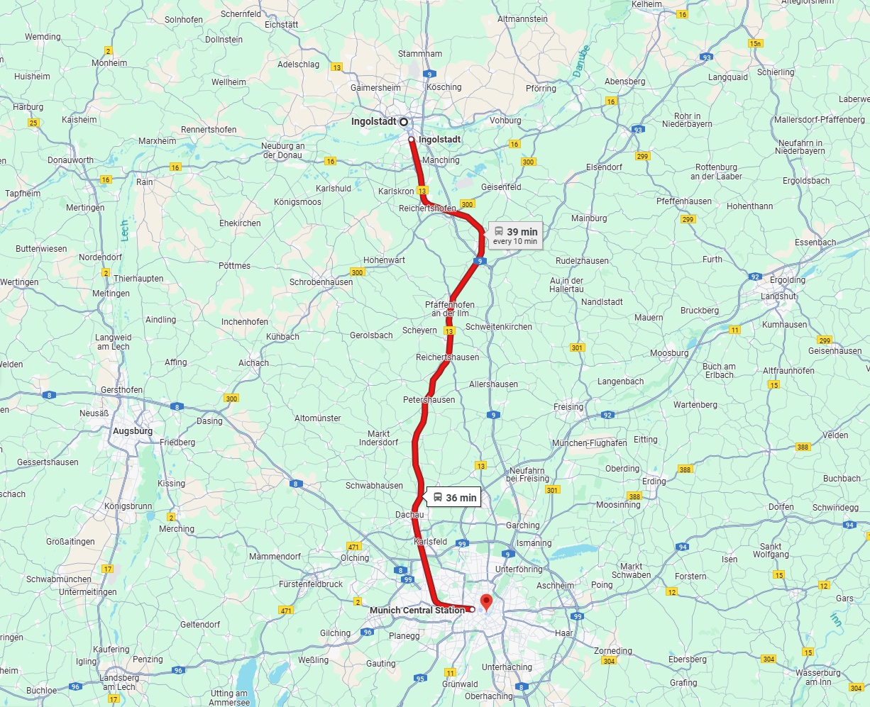 Anreise von Ingolstadt Zu München Über 