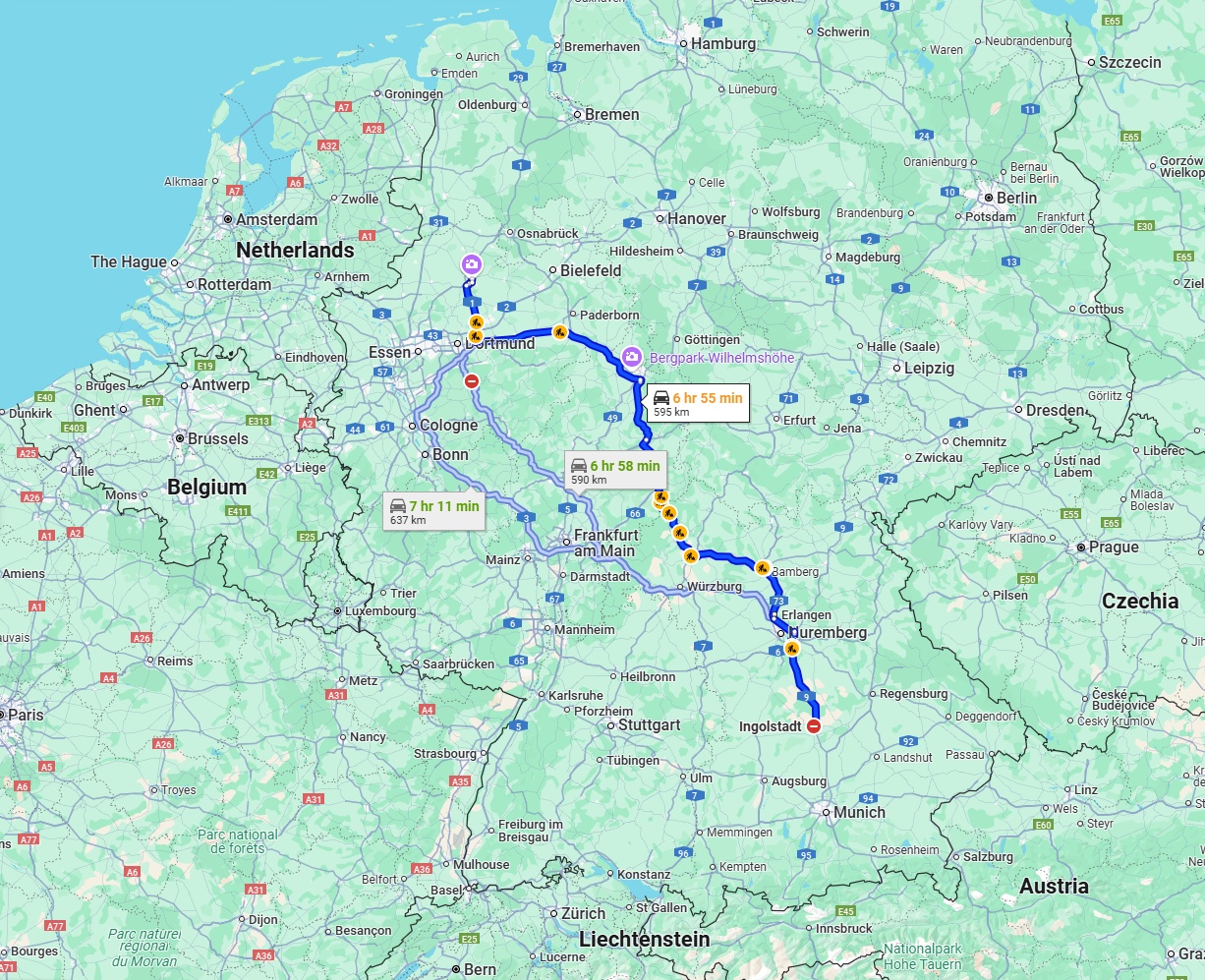 Anreise von Ingolstadt Zu Münster Über via A7