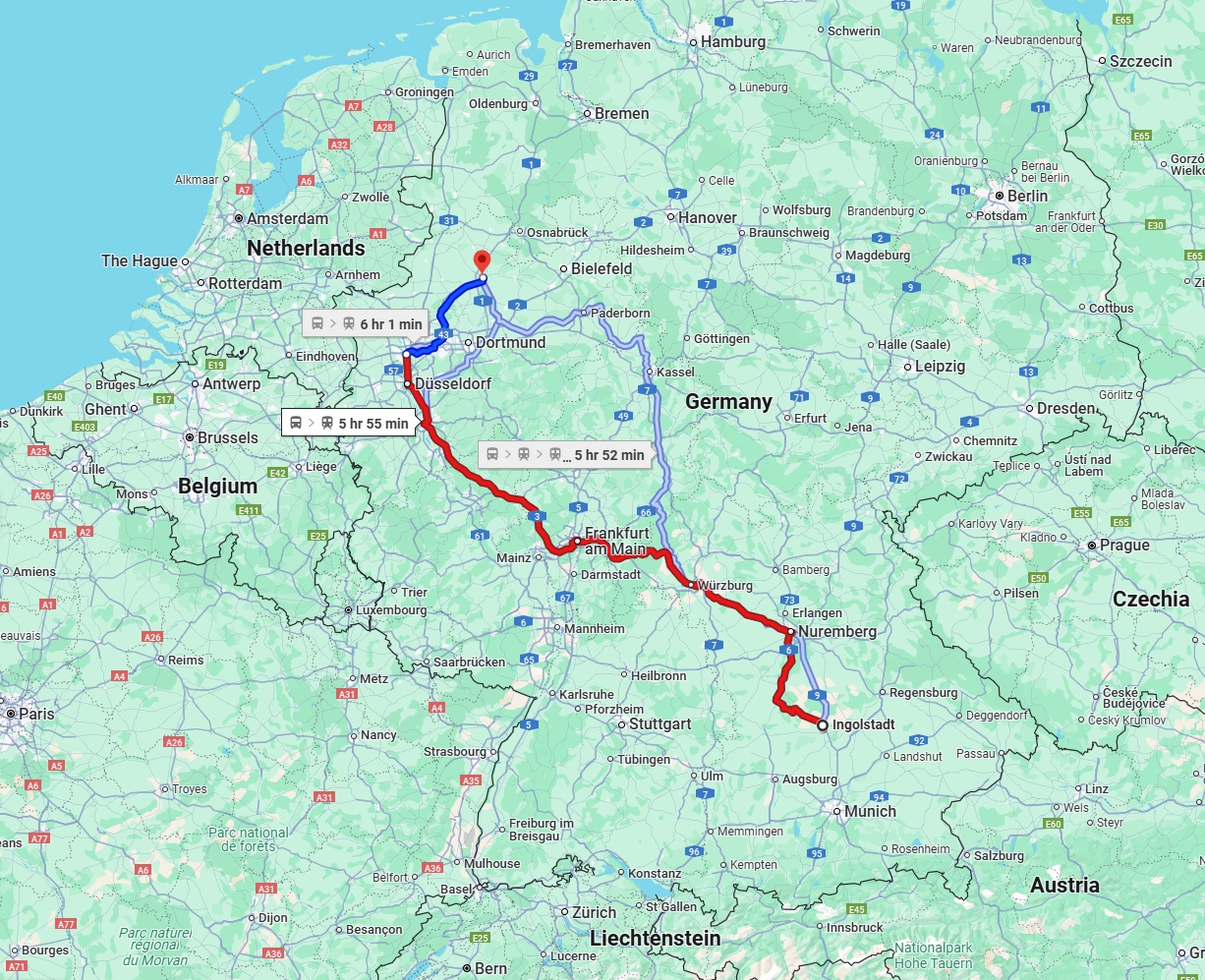 Anreise von Ingolstadt Zu Münster Über 