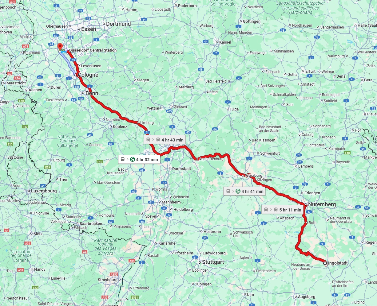 Anreise von Ingolstadt Zu Neuss Über 