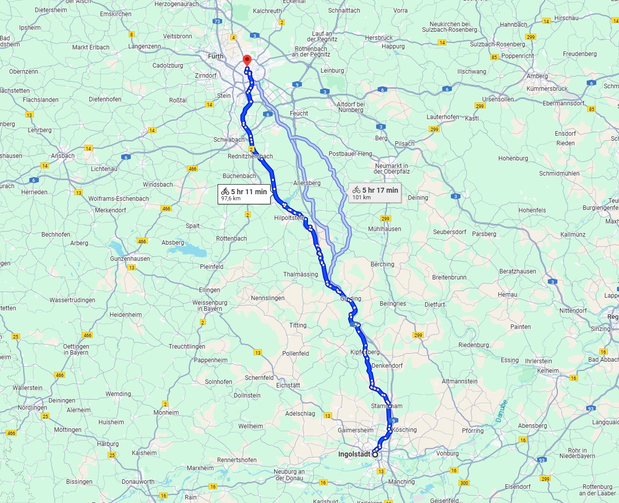 Anreise von Ingolstadt Zu Nürnberg Über 