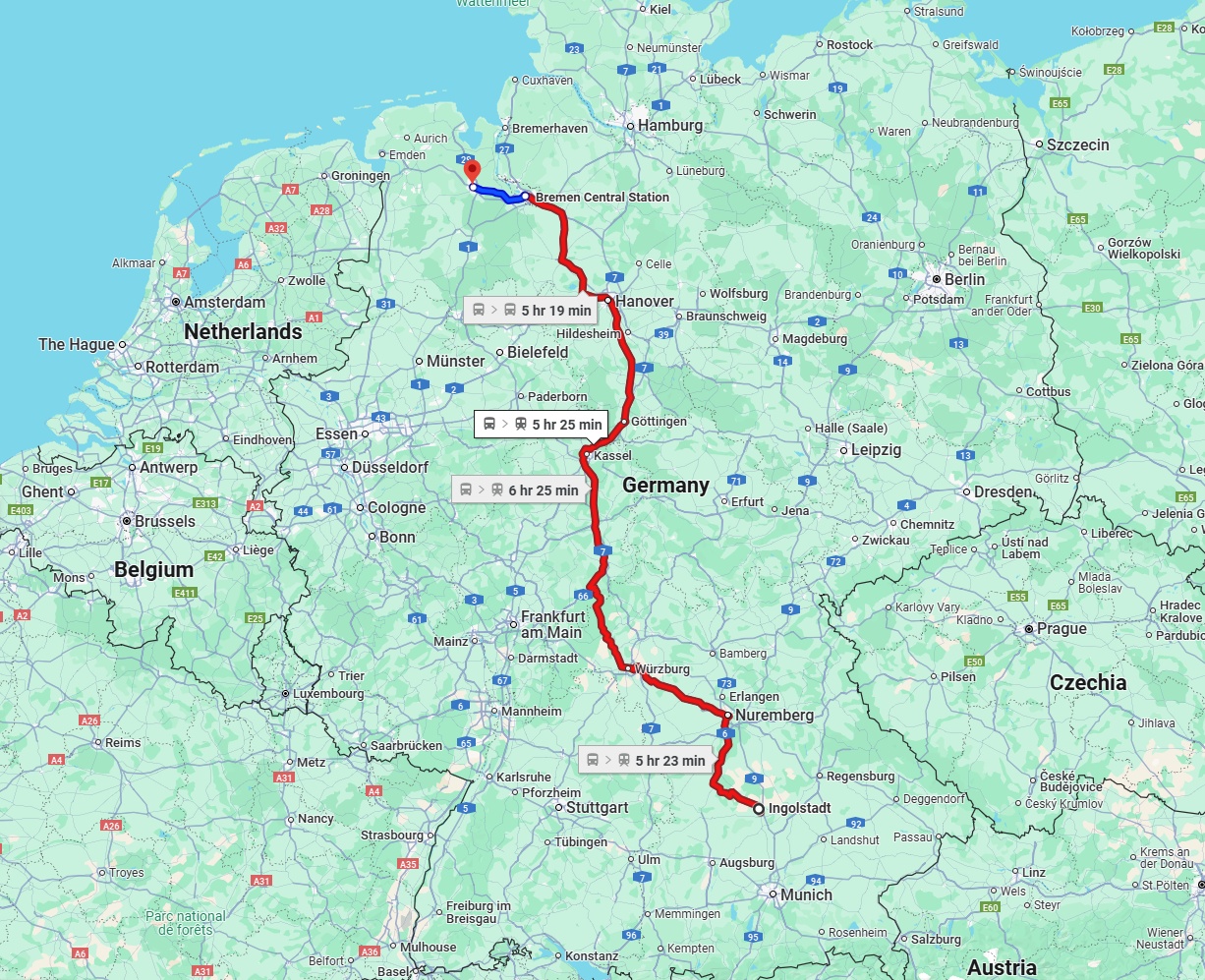 Anreise von Ingolstadt Zu Oldenburg Über 
