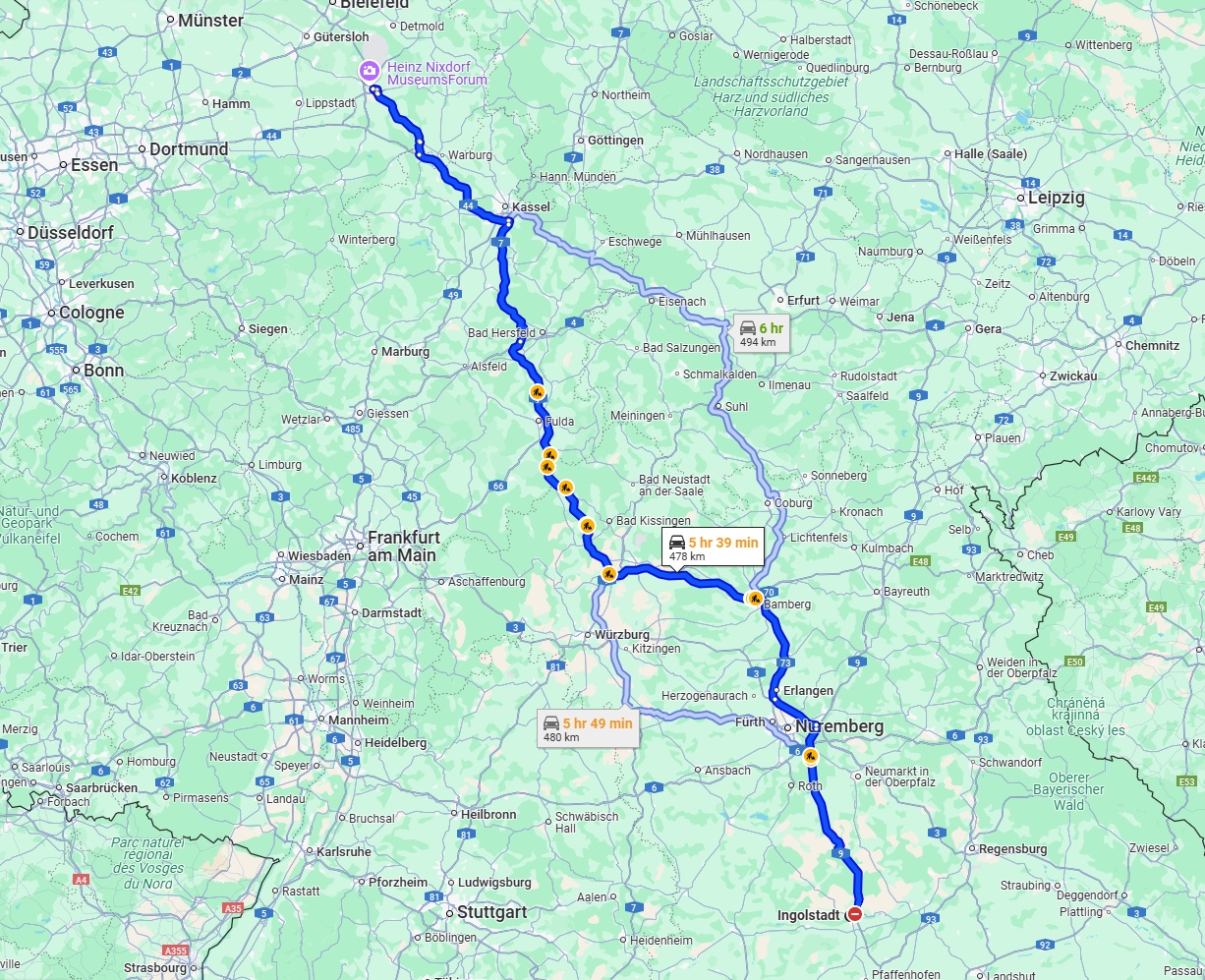 Anreise von Ingolstadt Zu Paderborn Über via A7