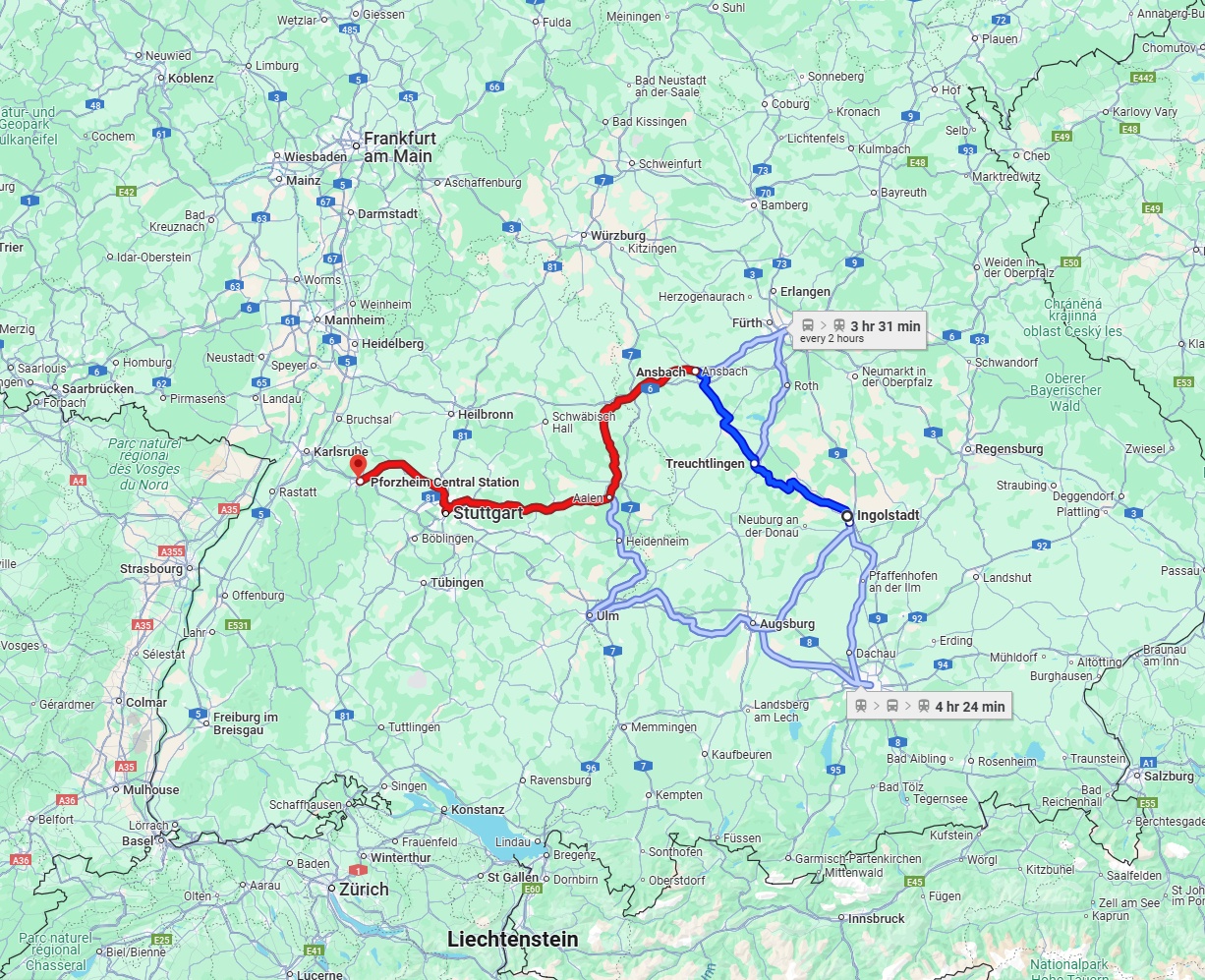 Anreise von Ingolstadt Zu Pforzheim Über 