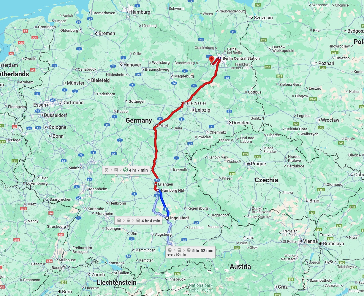 Anreise von Ingolstadt Zu Potsdam Über 