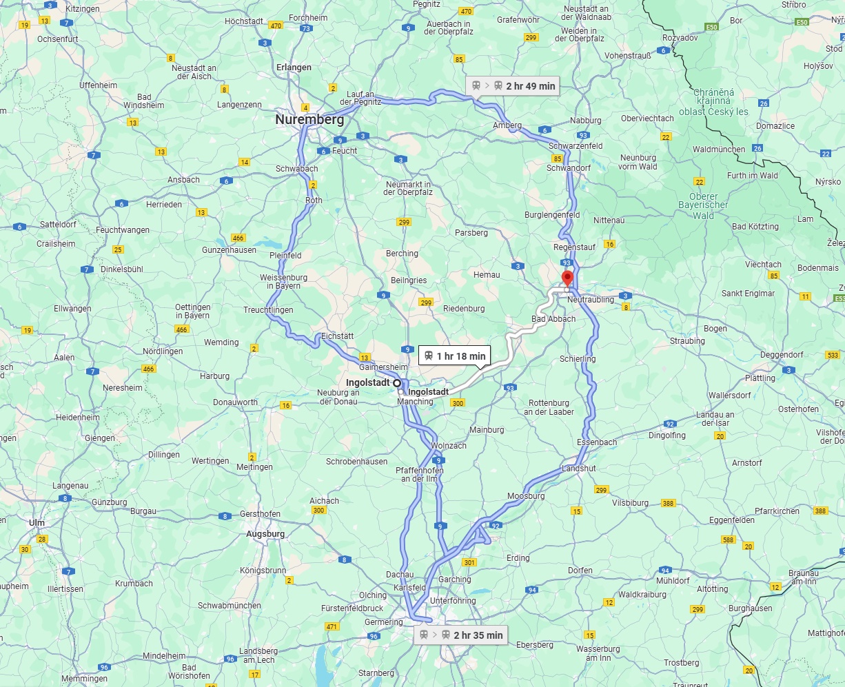 Anreise von Ingolstadt Zu Regensburg Über 