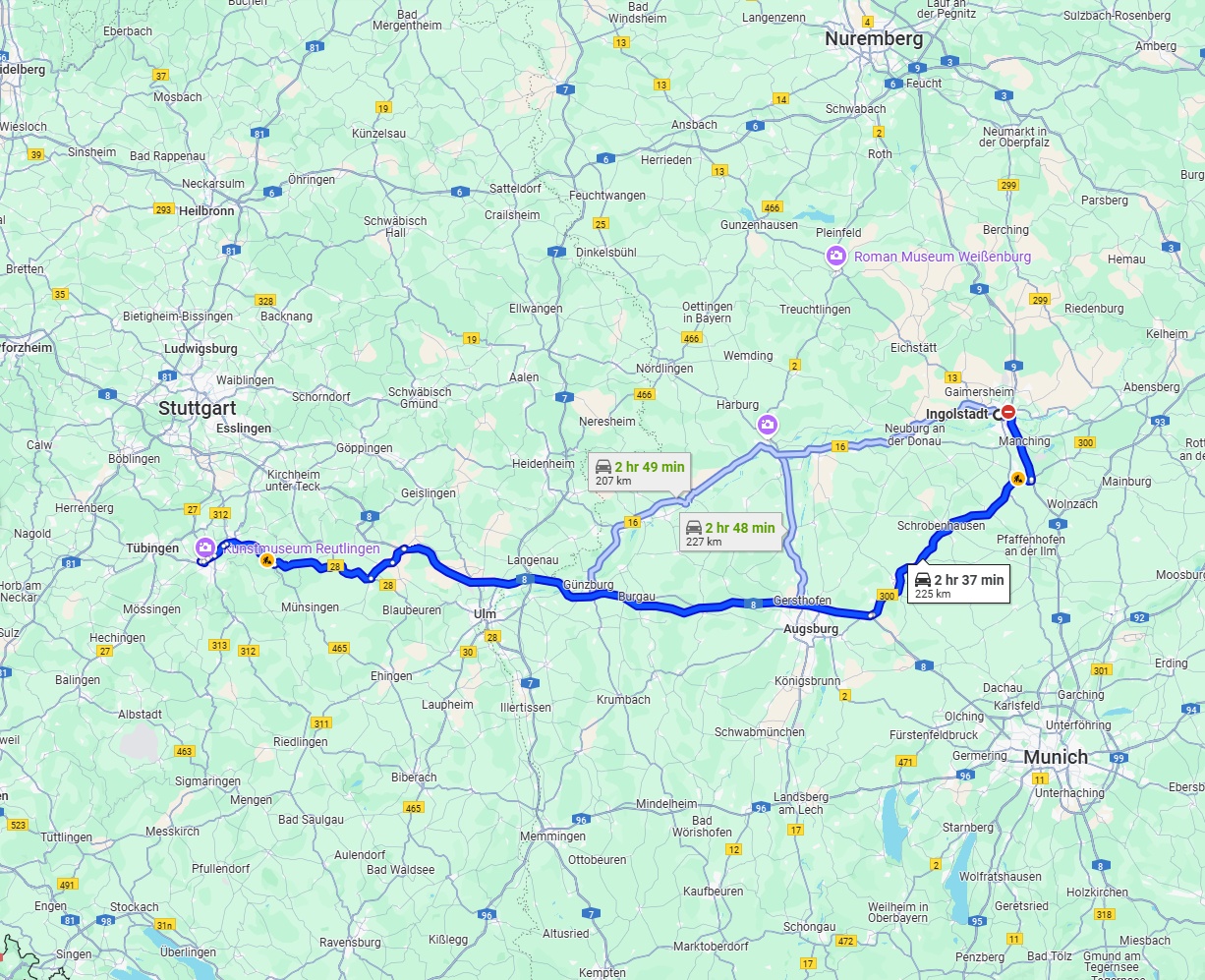 Anreise von Ingolstadt Zu Reutlingen Über via A8