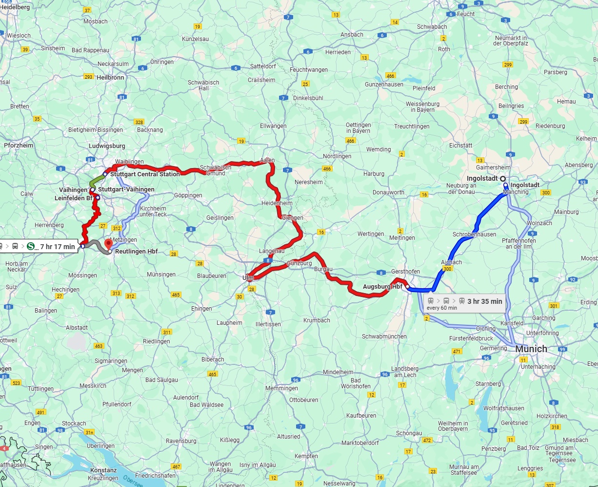 Anreise von Ingolstadt Zu Reutlingen Über 