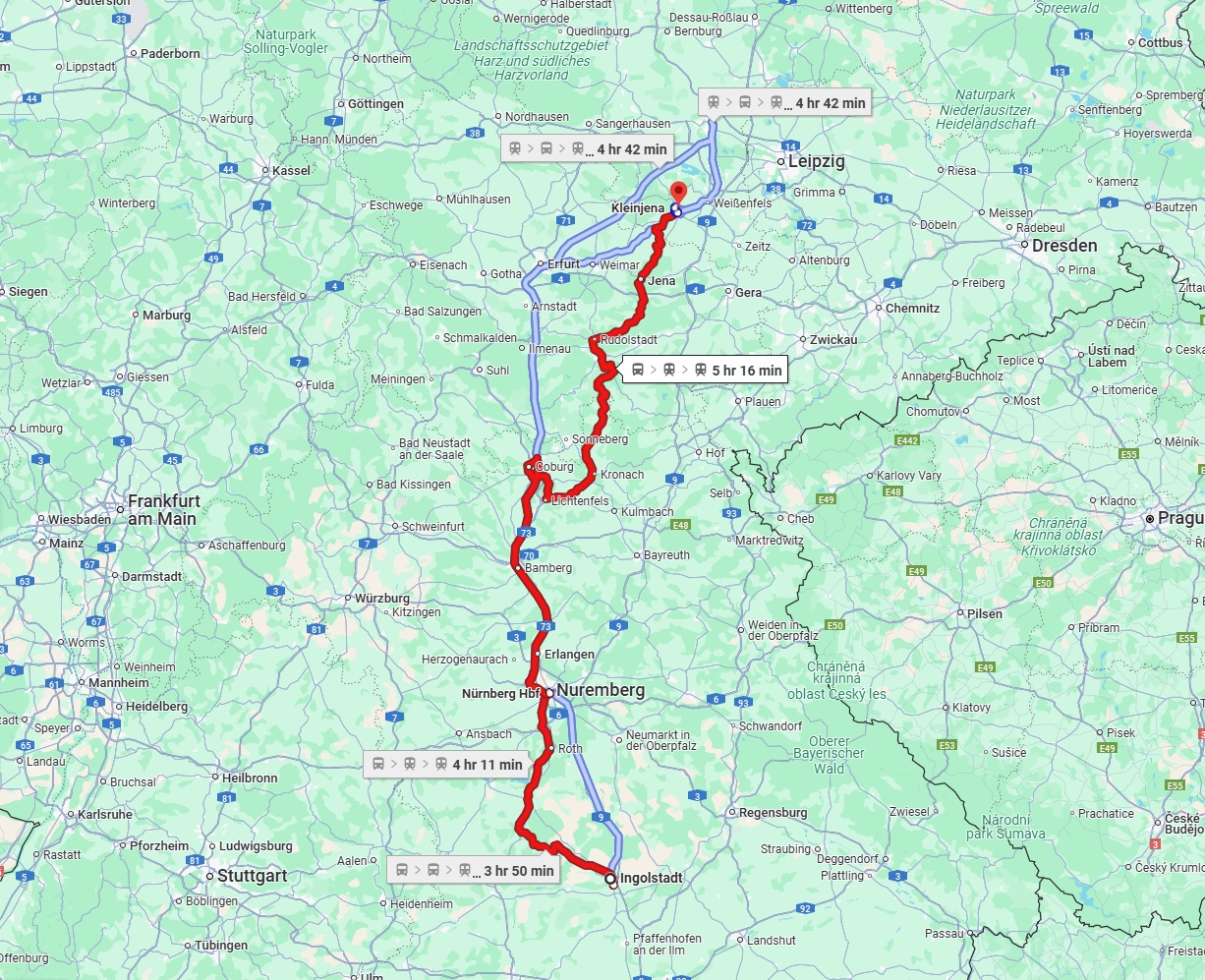 Anreise von Ingolstadt Zu Saale Über 
