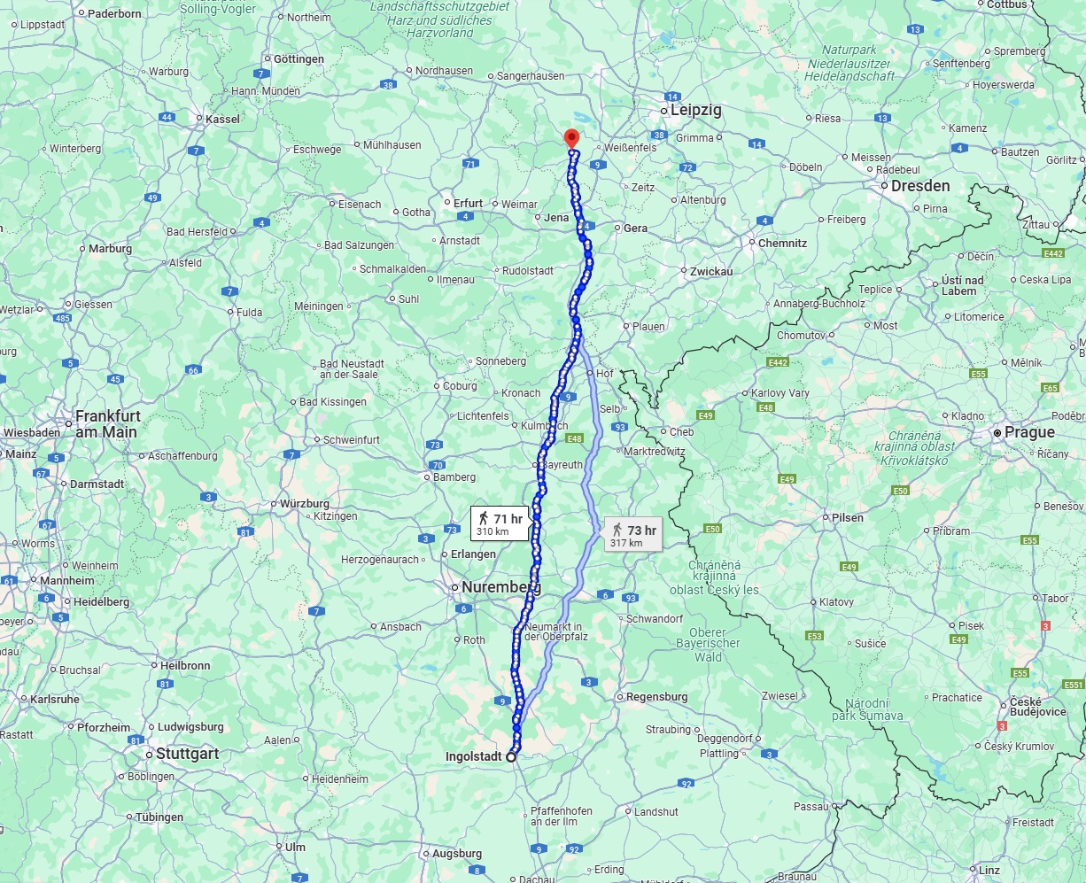 Anreise von Ingolstadt Zu Saale Über 