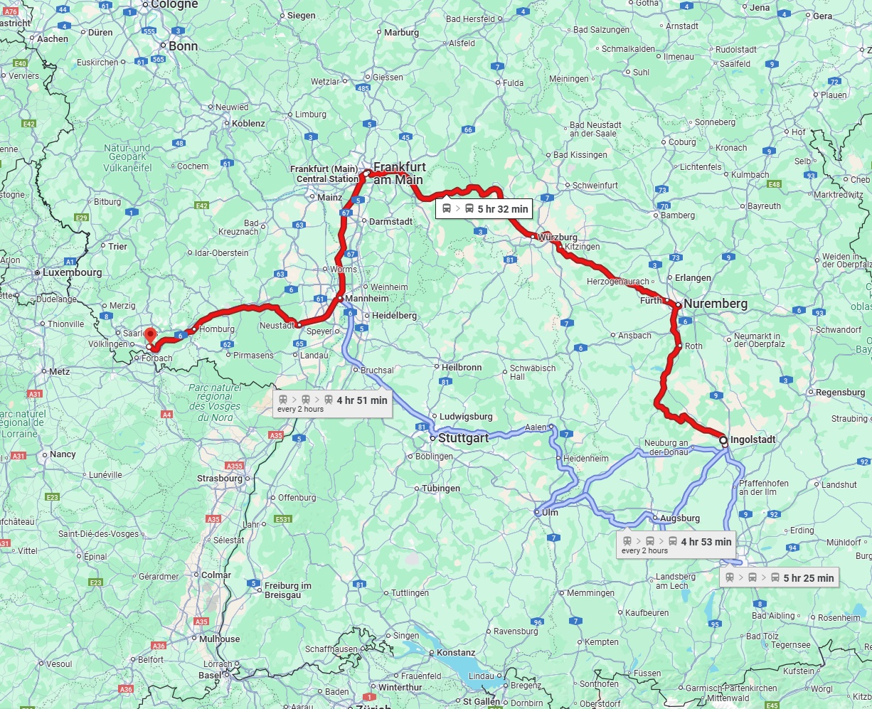 Anreise von Ingolstadt Zu Saarbrücken Über 