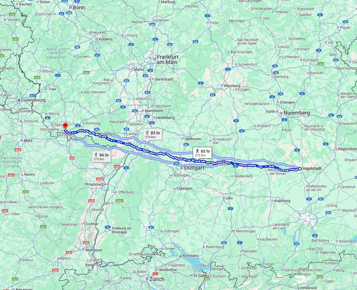 Anreise von Ingolstadt Zu Saarbrücken Über 