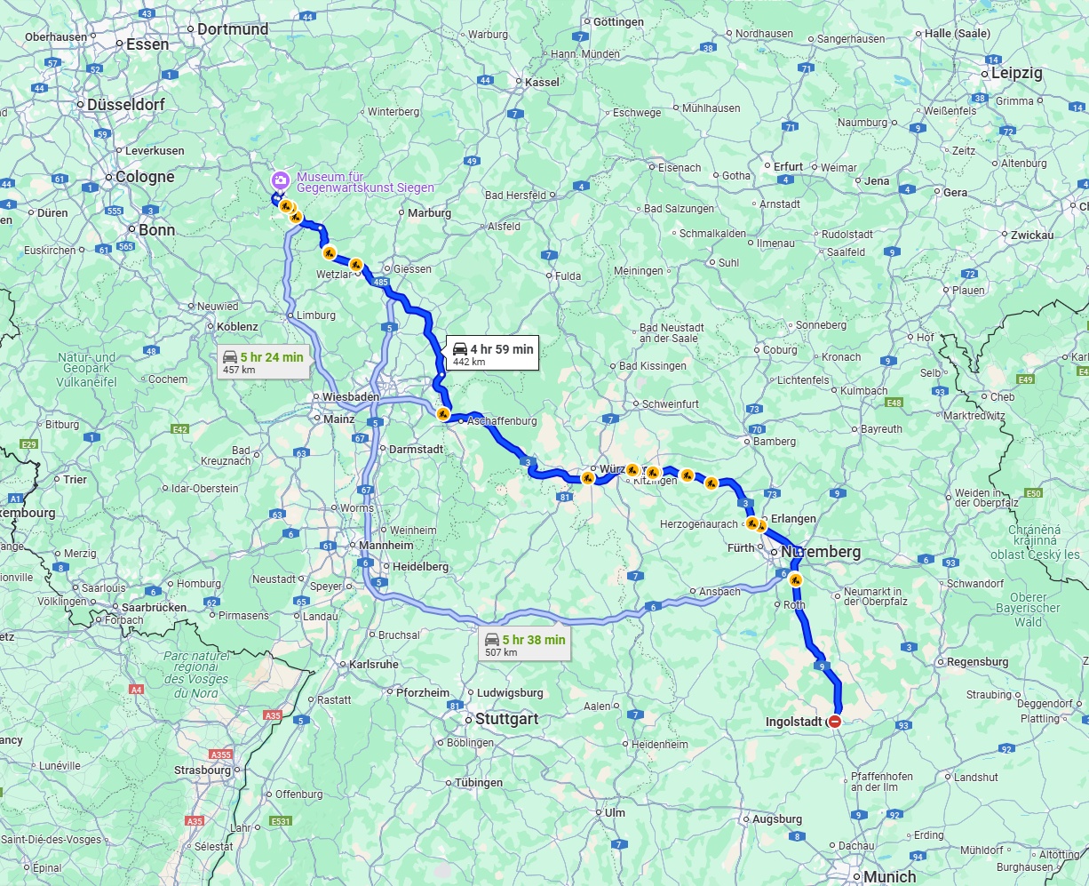 Anreise von Ingolstadt Zu Siegen Über via A3 and A45