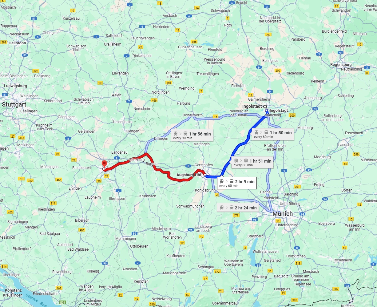 Anreise von Ingolstadt Zu Ulm Über 