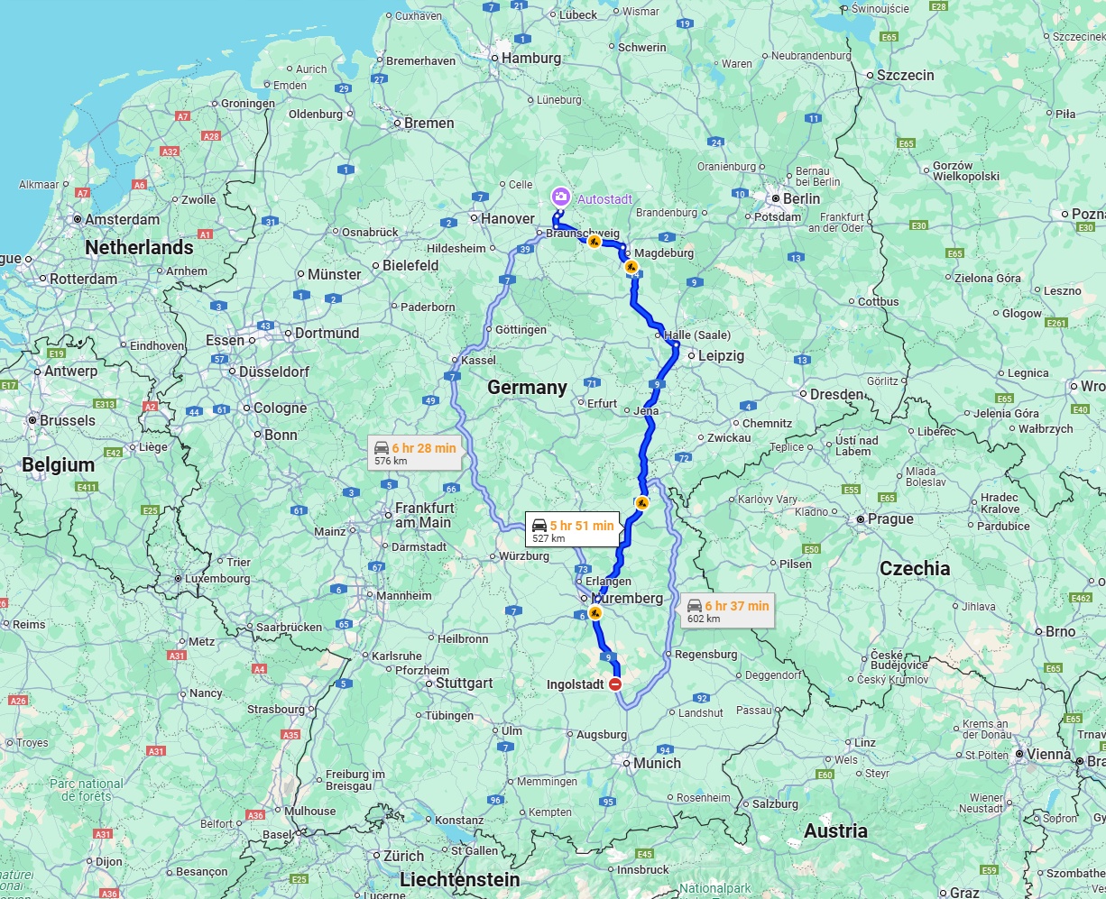 Anreise von Ingolstadt Zu Wolfsburg Über via A9