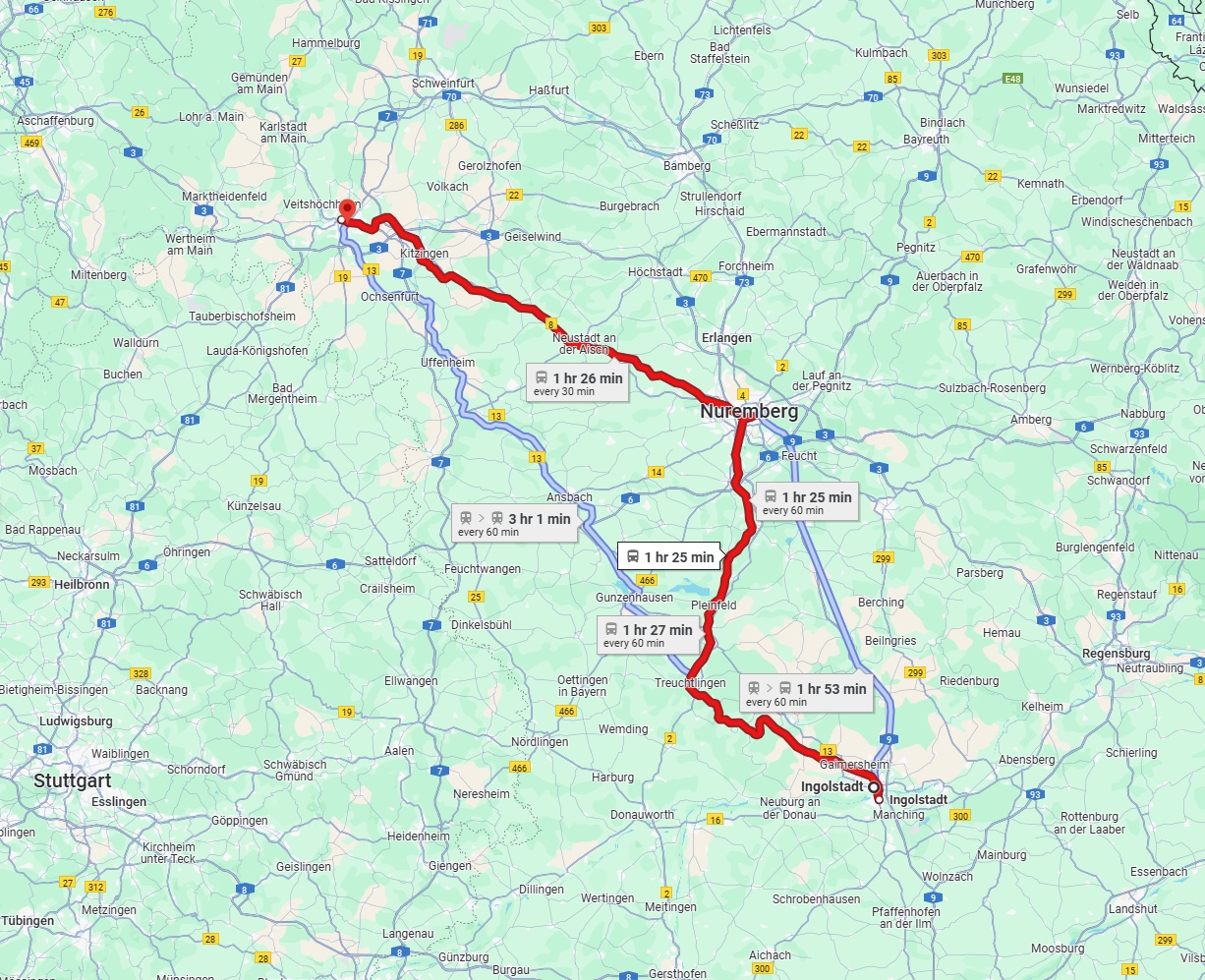 Anreise von Ingolstadt Zu Würzburg Über 