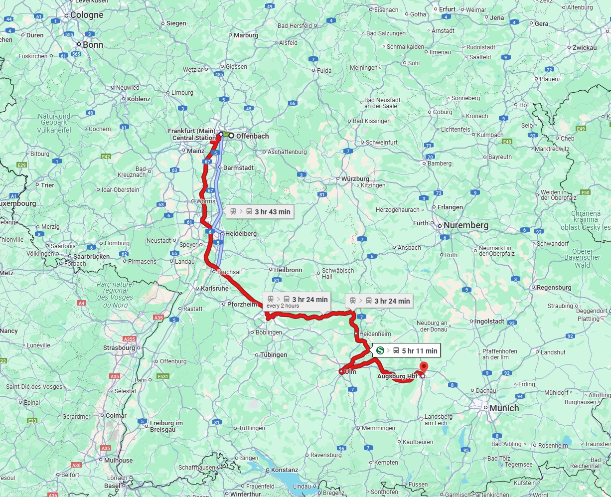 Anreise von Offenbach am Main Zu Augsburg Über 