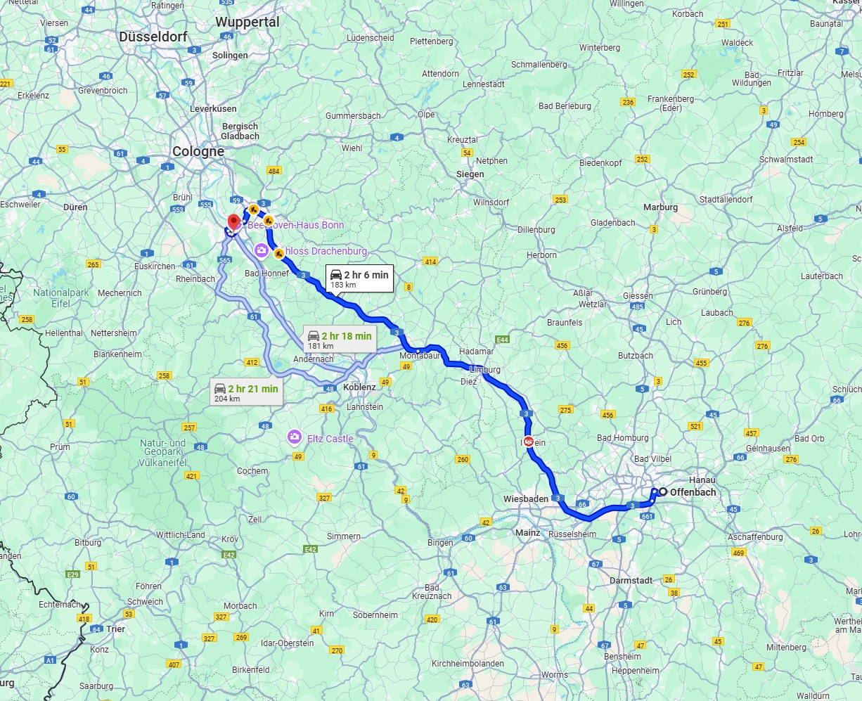 Anreise von Offenbach am Main Zu Bonn Über via A3