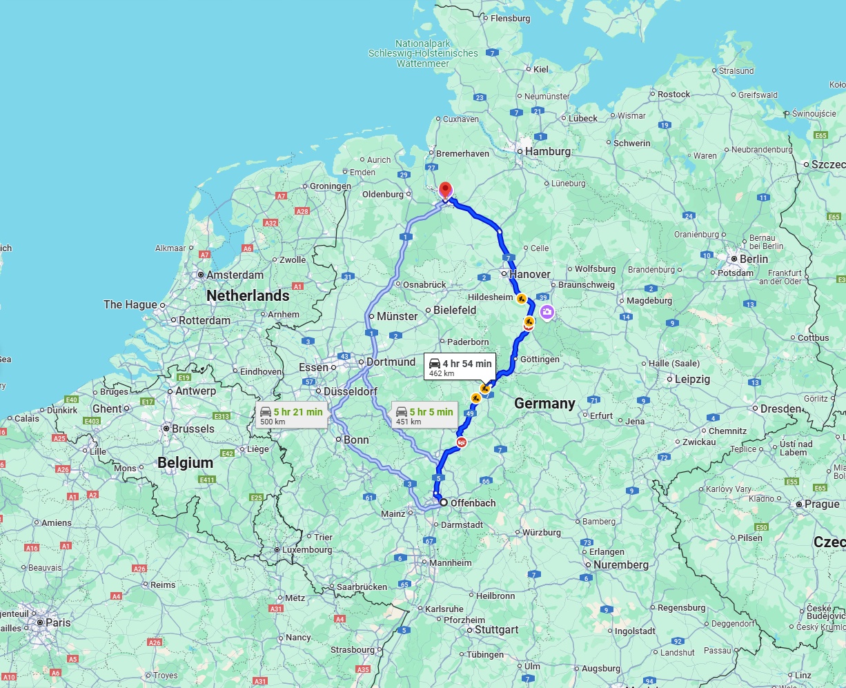 Anreise von Offenbach am Main Zu Bremen Über via A7