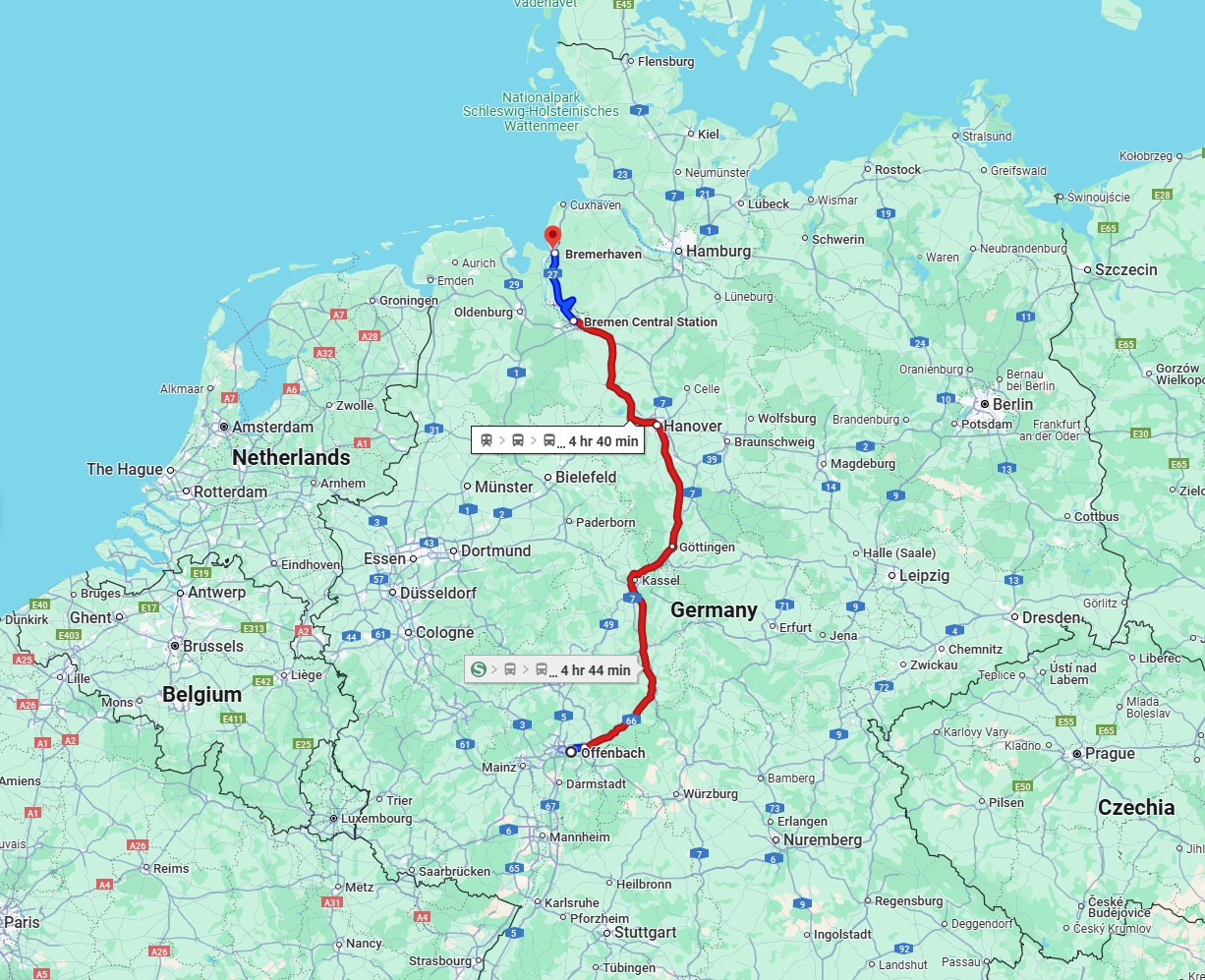 Anreise von Offenbach am Main Zu Bremerhaven Über 