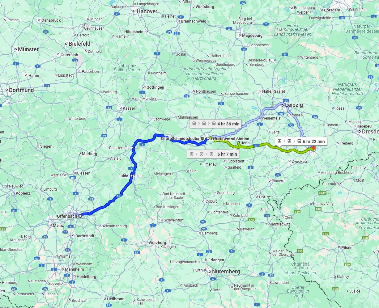 Anreise von Offenbach am Main Zu Chemnitz Über 